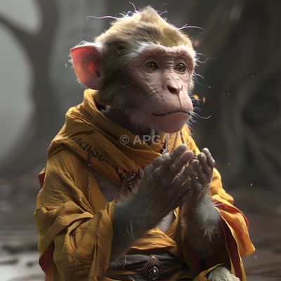 Affe in Mönchskutte (KI-generiert)